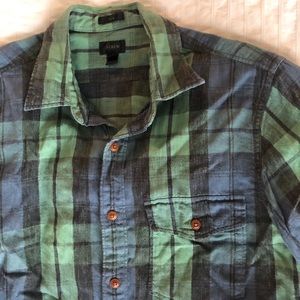 J Crew green and blue plaid shirt